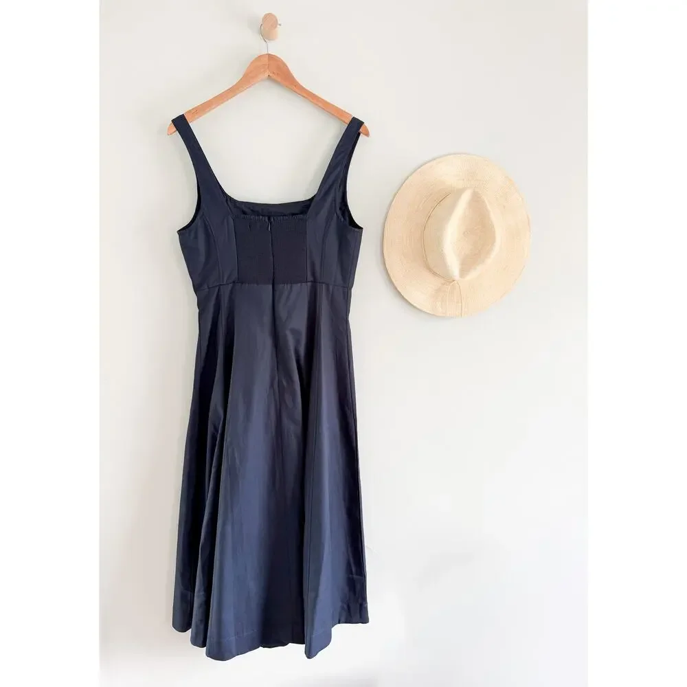 Madewell | NWT The Rylee Midi Dress Classic Navy Blue Sleeveless | Sz 10 - Picture 9 of 12